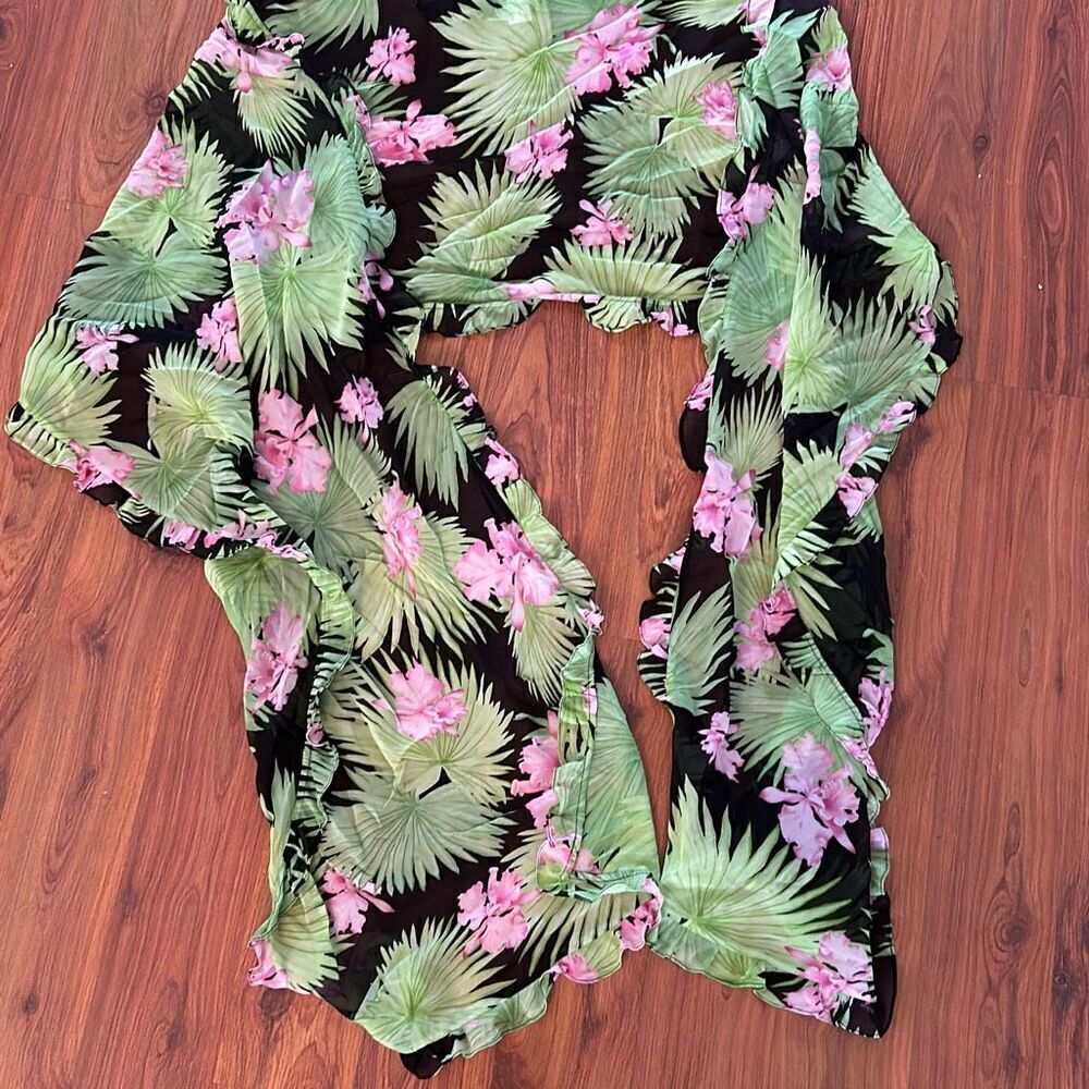 Kay Unger floral tropical 100% silk wrap scarf